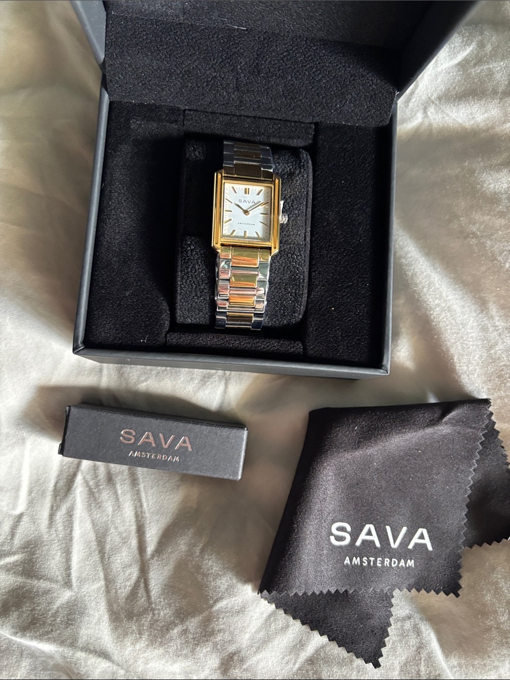 Men's Two-Tone Gold & Silver Rectangular Watch RIVIERA Sava Amsterdam Watch